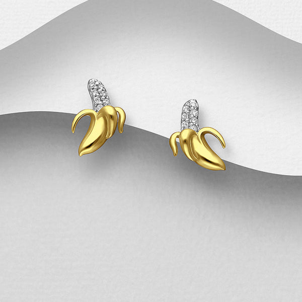 Sterling Silver Banana Push-Back Earrings