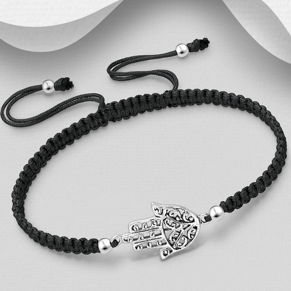 Sterling Silver Bracelet Thread Hamsa