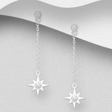 Sparkling Moon and Star Necklace and Earrings Set
