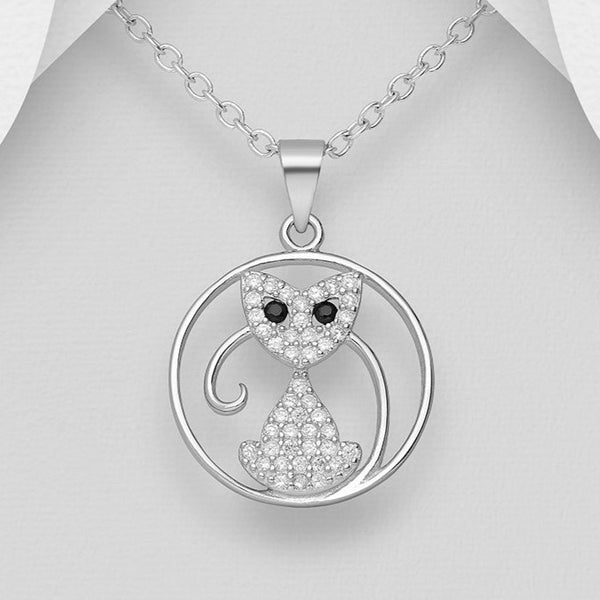 Sparkling Cat Pendant Necklace