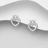 Sterling Silver  Earrings, Decorated with CZ Diamonds