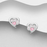 Silver Heart and Paw Earrings
