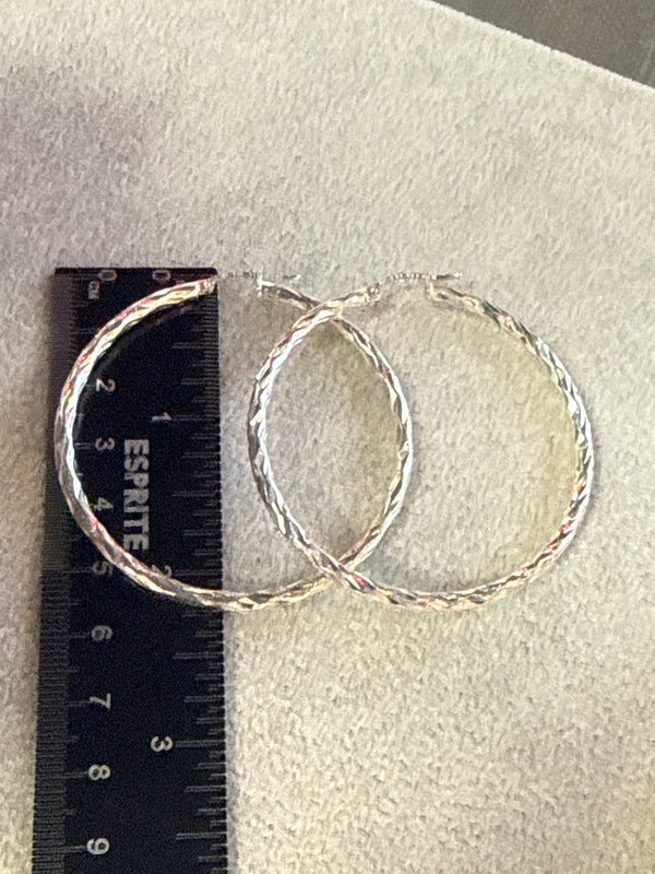 Sterling Silver Texture Hoop Earrings