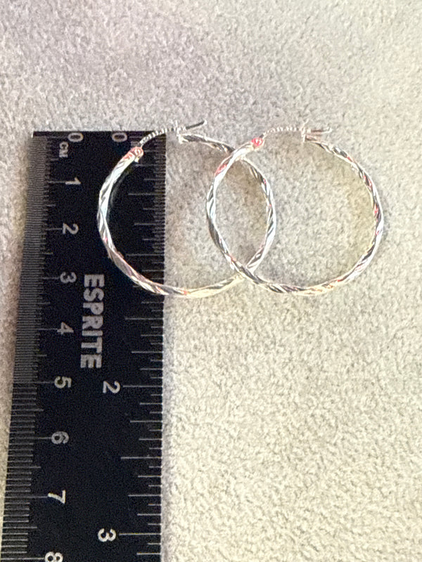 Sterling Silver Diamond Cut Hoops