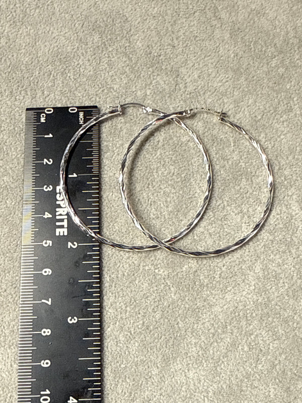 Sterling Silver Twist Hoop Earrings