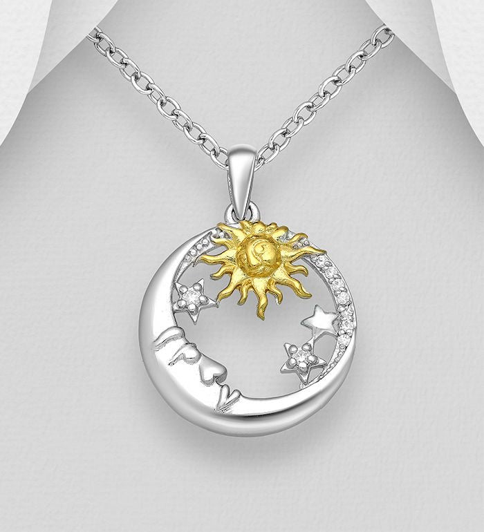 Sterling Silver Moon Face Necklace