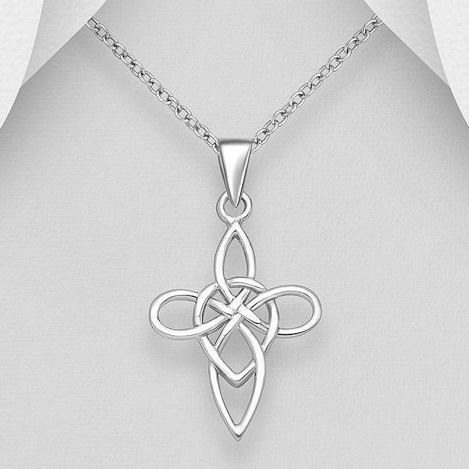 Sterling Silver Celtic Witches Knot Pendant Necklace