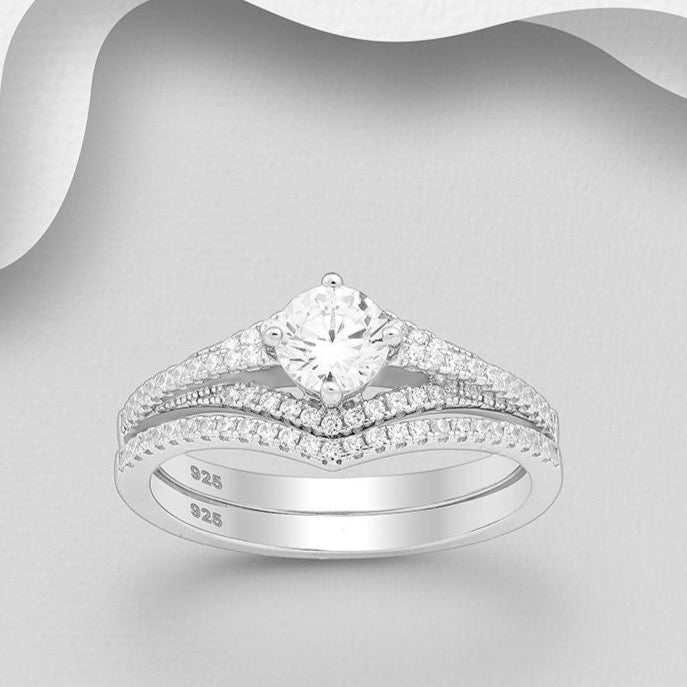Sterling Silver Dazzling Ring Set