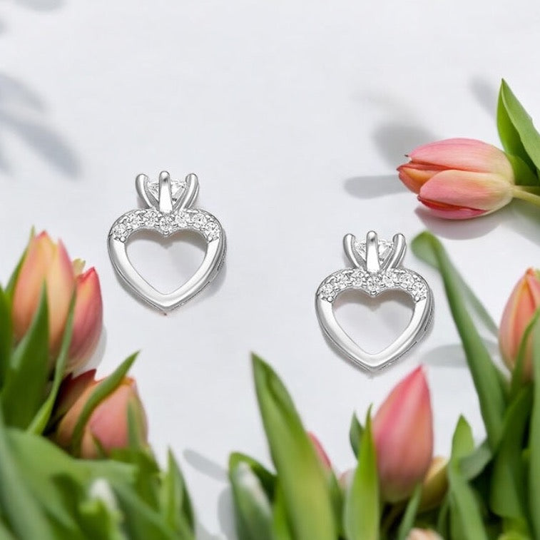 Sterling Silver  Earrings, Decorated with CZ Diamonds