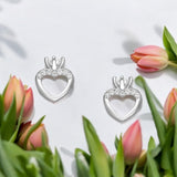 Sterling Silver  Earrings, Decorated with CZ Diamonds