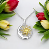 Sterling Silver Moon & Sun Pendant Necklace