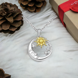 Sparkling Moon & Sun Pendant Necklace