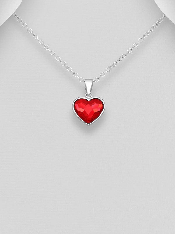 Fine Austrian Crystal Heart Pendant Necklace