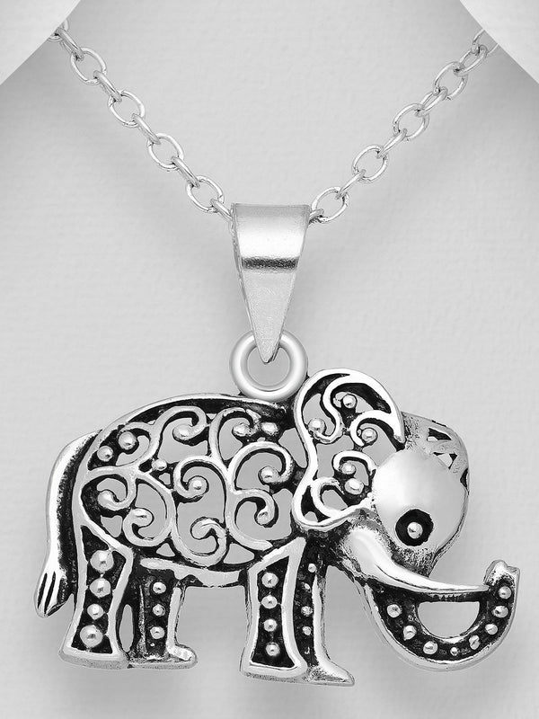Sterling Silver Elephant Pendant Necklace