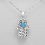 Sterling Silver Hamsa Pendant Necklace