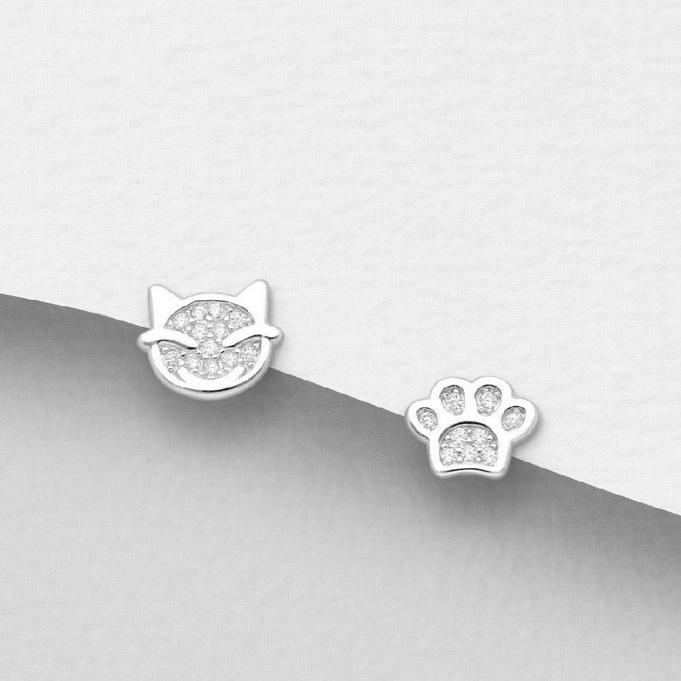 Cat and Paw Earrings