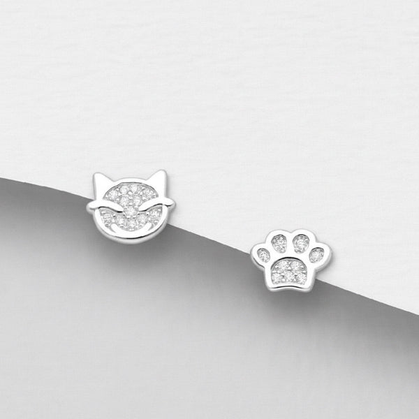 Cat and Paw Earrings
