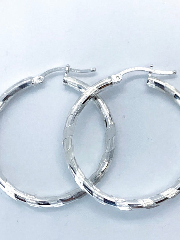 Sterling Silver Texture Hoop Earrings