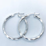 Sterling Silver Texture Hoop Earrings