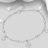 Sterling Silver Cross Charms Bracelet