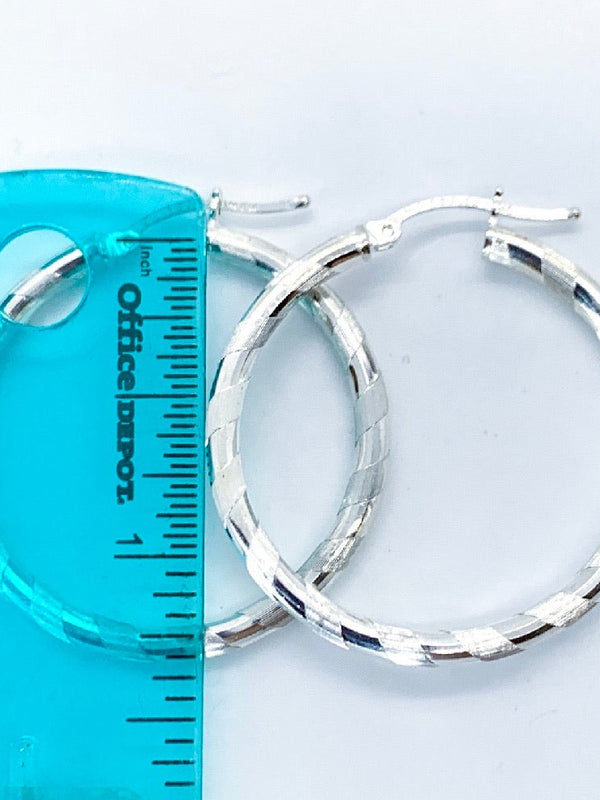 Sterling Silver Texture Hoop Earrings