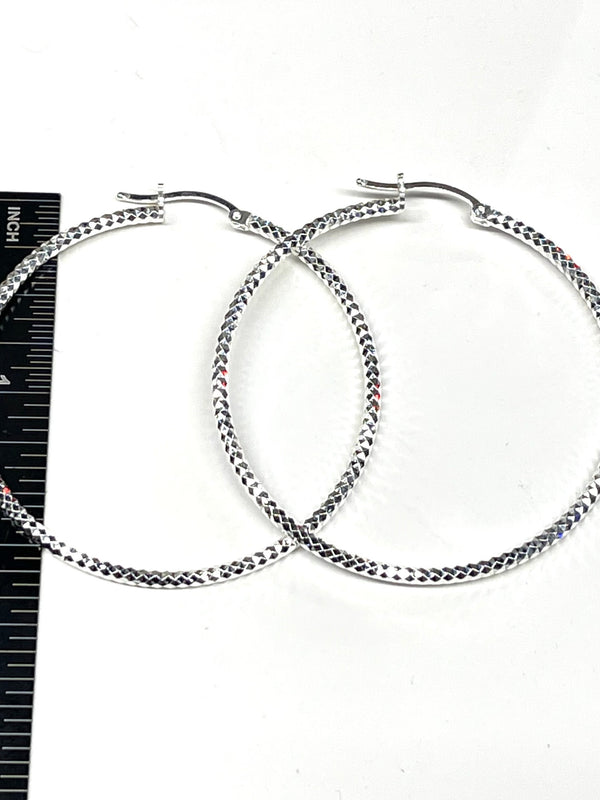 Sterling Silver Texture Hoop Earrings