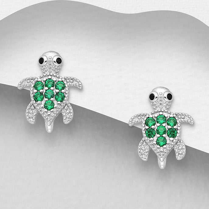 Sterling Silver Turtle Earrings