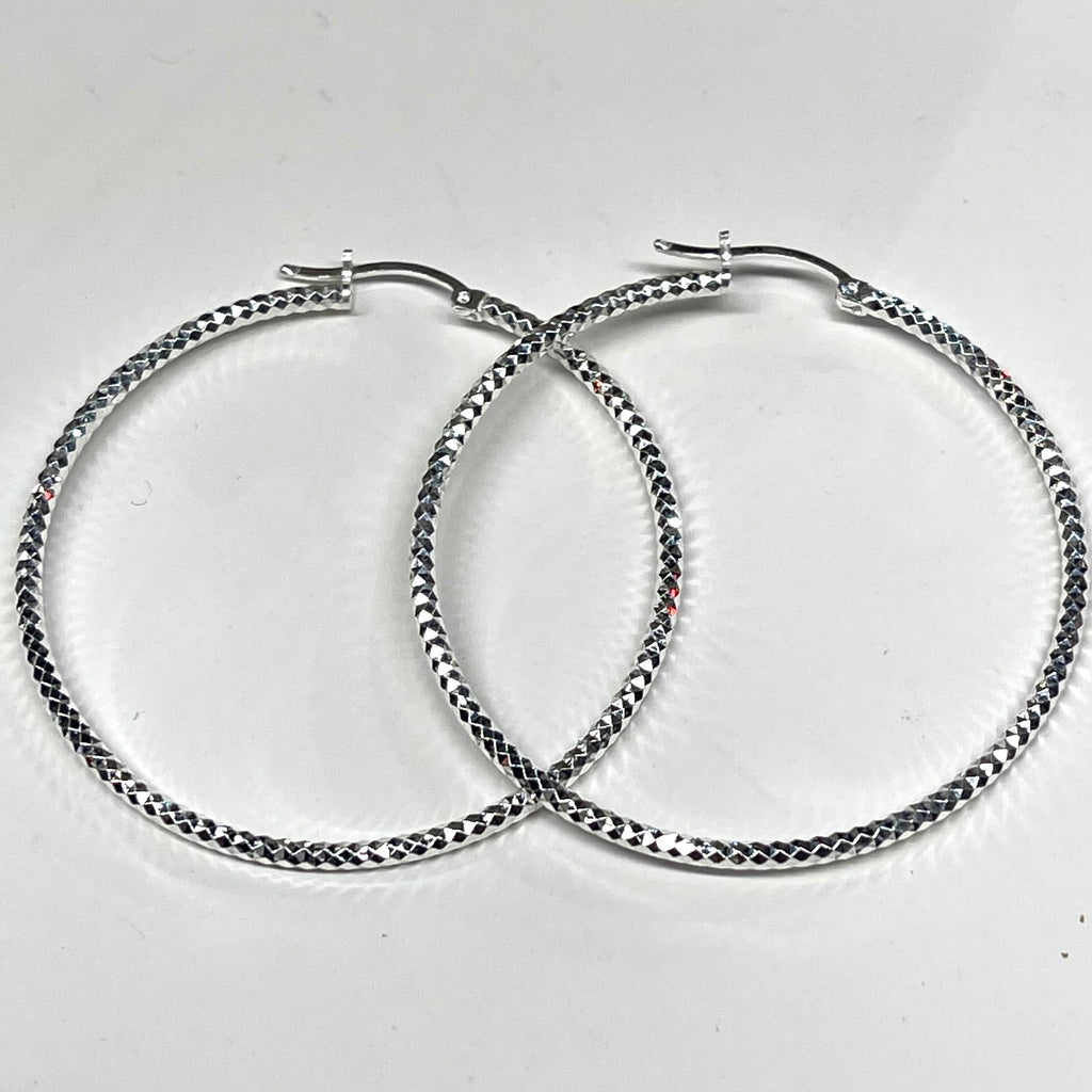 Sterling Silver Texture Hoop Earrings