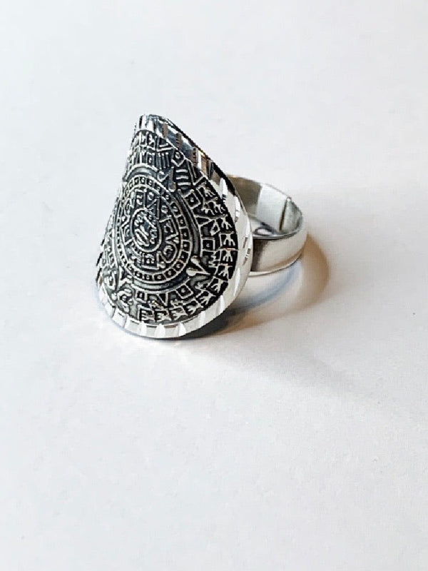 Sterling Silver Aztec Calendar Ring