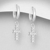 Hoop Earrings with Cross Charm
