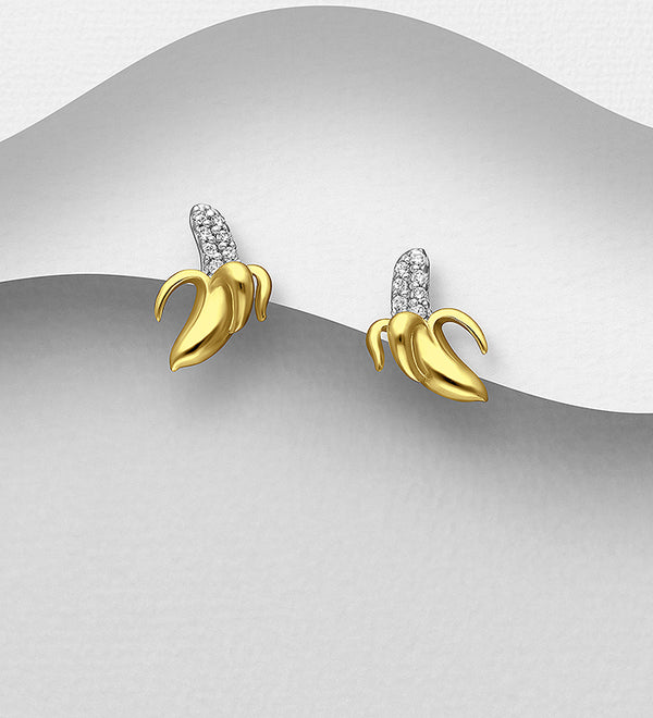 Sterling Silver Banana Push-Back Earrings