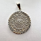 Aztec Calendar Mayan Sun Charm Pendant Diamond Cuts