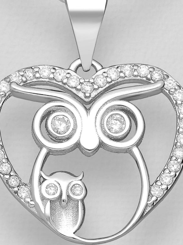 Sparkling Heart Owl Pendant Necklace