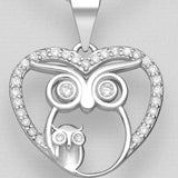 Sparkling Heart Owl Pendant Necklace
