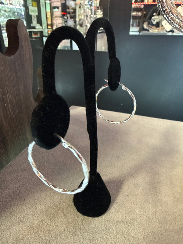 Sterling Silver Diamond Cut Hoops
