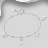 Charms Butterfly, Clover, Hamsa and Star Bracelet