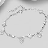 Sparkling Heart and Clover Bracelet
