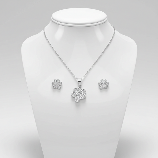 terling Silver Paw Jewelry Set