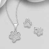 terling Silver Paw Jewelry Set