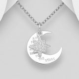 Sparkling Moon and Star Necklace and Earrings Set