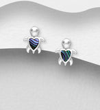 Silver Heart Turtle Earrings