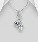 Sterling Silver Evil Eye and Hamsa Necklace