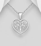 Sterling Silver Heart Tree of Life Necklace