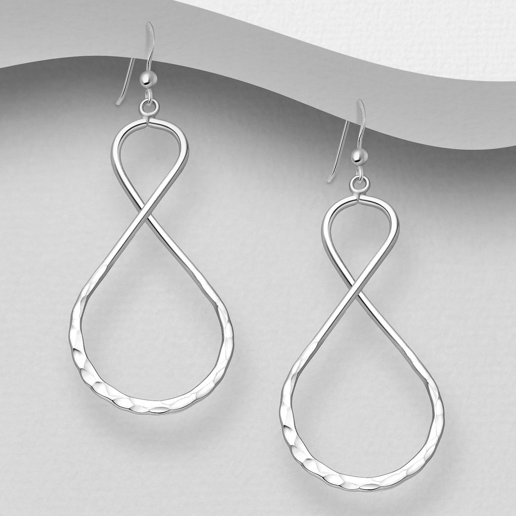 Sterling Silver Infinity Hammered Hook Earrings