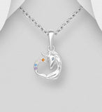 Sterling Silver Heart and Unicorn Necklace