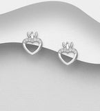 Sterling Silver  Earrings, Decorated with CZ Diamonds