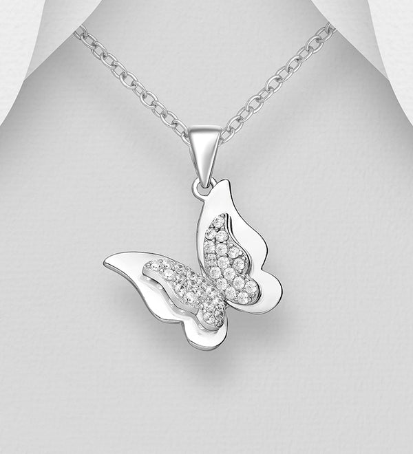 Sterling Silver Butterfly Pendant Necklace