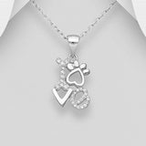 Sterling Silver Love and Paw Necklace