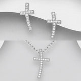 Sterling Silver Curved Cross Set