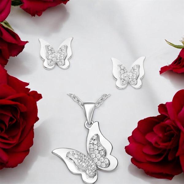 Sparkling Butterfly Jewelry Set
